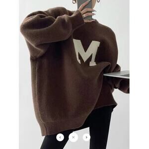 Commense Letter Printed Loose Sweater Sz XS